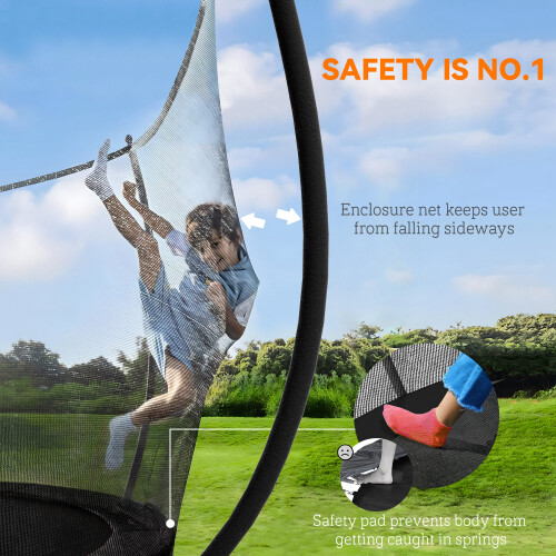 SPORTNOW 8ft Trampoline with Enclosure Net, Spring Cover, Black 2