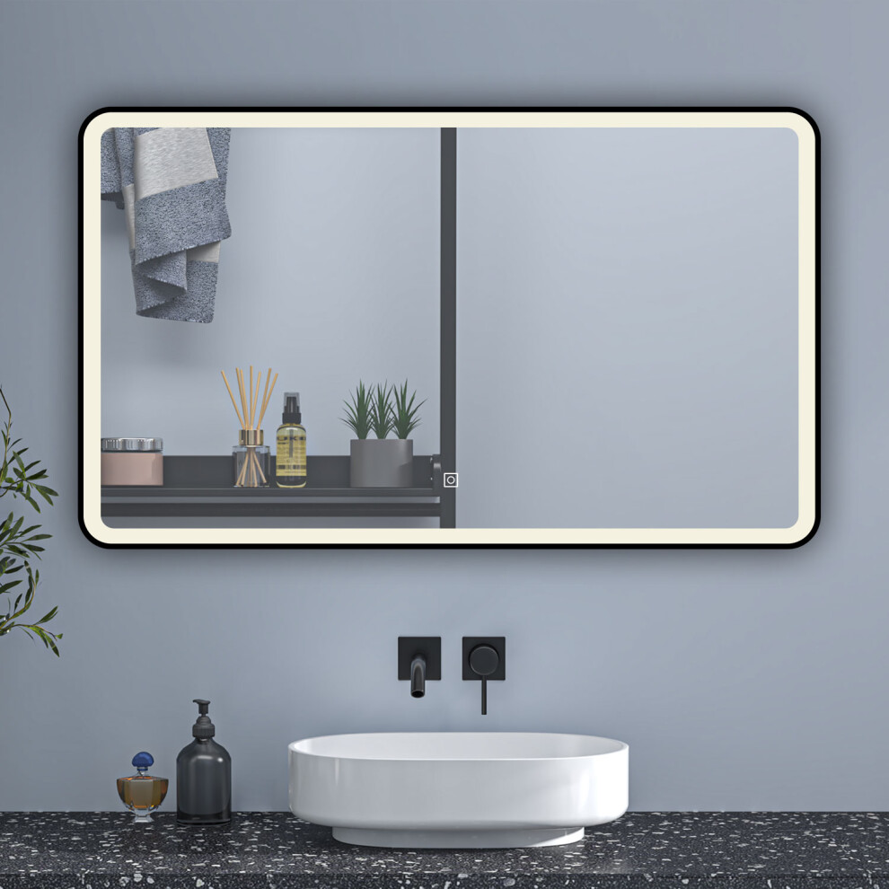 (1000*600mm) Rectangle 4mm Bathroom Mirror with LED，Anti-fog