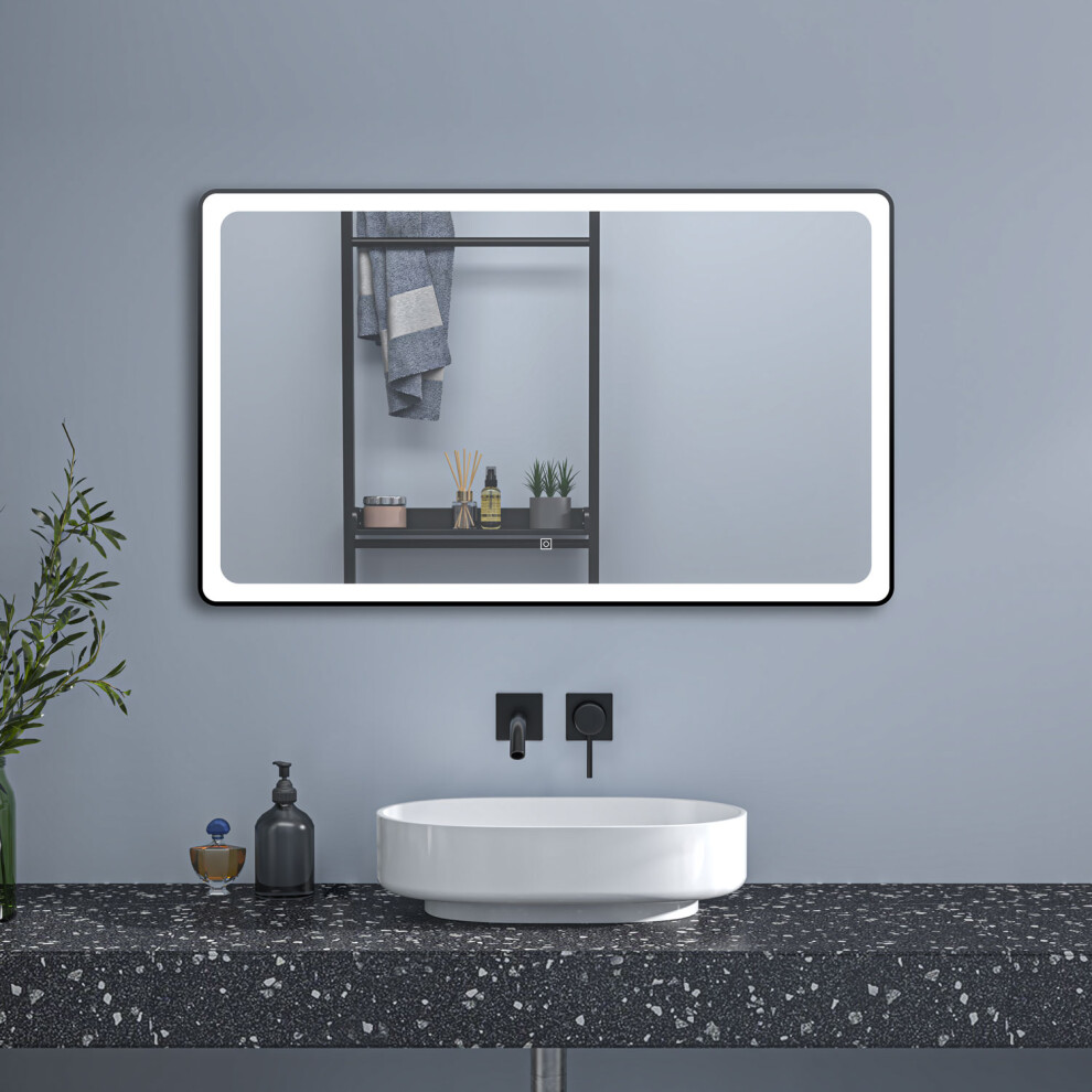 (1200*700mm) Rectangle 4mm Bathroom Mirror with LED，Anti-fog