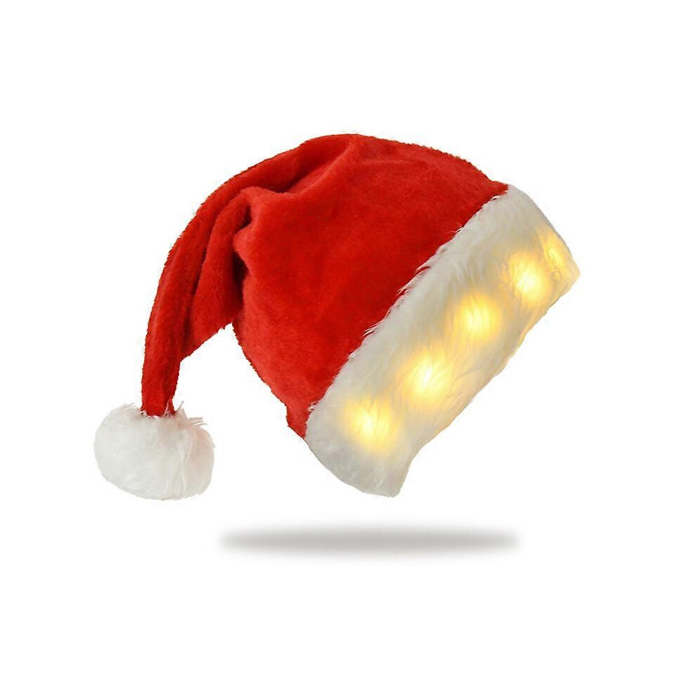 (adult B) Red Christmas Santa Hat Cotton Warmth Christmas Hat with Lights Navidad Noel New Year Gifts Xmas Caps Adult/Kids-image-OPC-PFQR29K-NEW