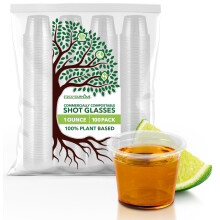 Stock Your Home (100 Pcs Verres à Shot Compostables 1 oz, Cups Écologiques Jetables pour Jello, Sauce, Condiments)