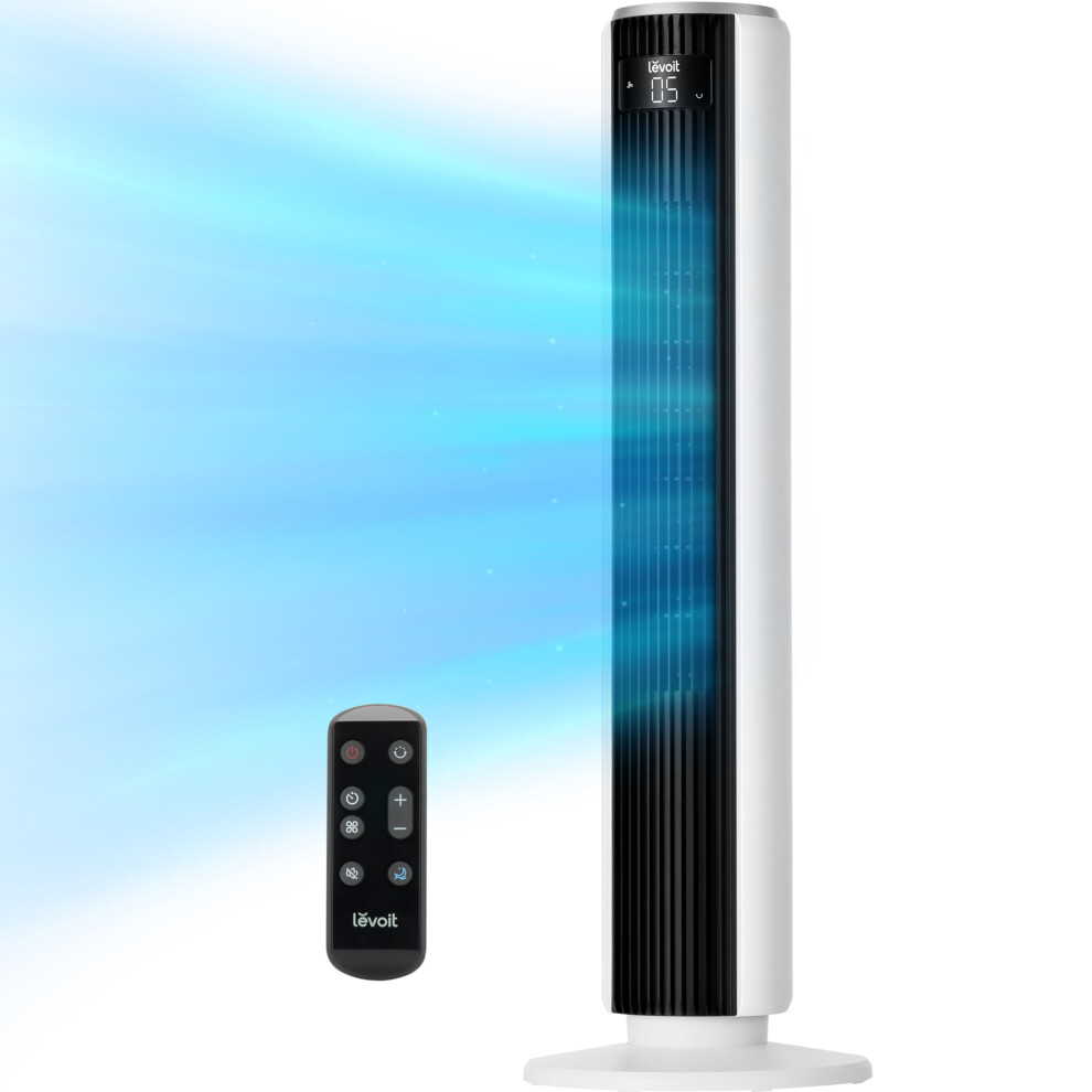 LEVOIT Tower Fan for Bedroom  25fts Standing Fans that Blow Cold Air for Home  Floor Fan 90 Oscillating for Indoors  28dB Quiet