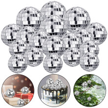 27 PCS Décor de Gâteau Boule Disco Ornements Miroir Réfléchissant 70s Fête Thématique
