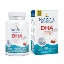 Nordic Naturals DHA Xtra Strawberry 60 Soft Gels 1660 mg Omega3 HighIntensity DHA Formula for Brain Nervous System Su