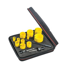 Starrett DCH Deep Cut Bi-Metal Hole Saw Kit - 11 Hole Saws and 3 Accessories - KDC11042-N