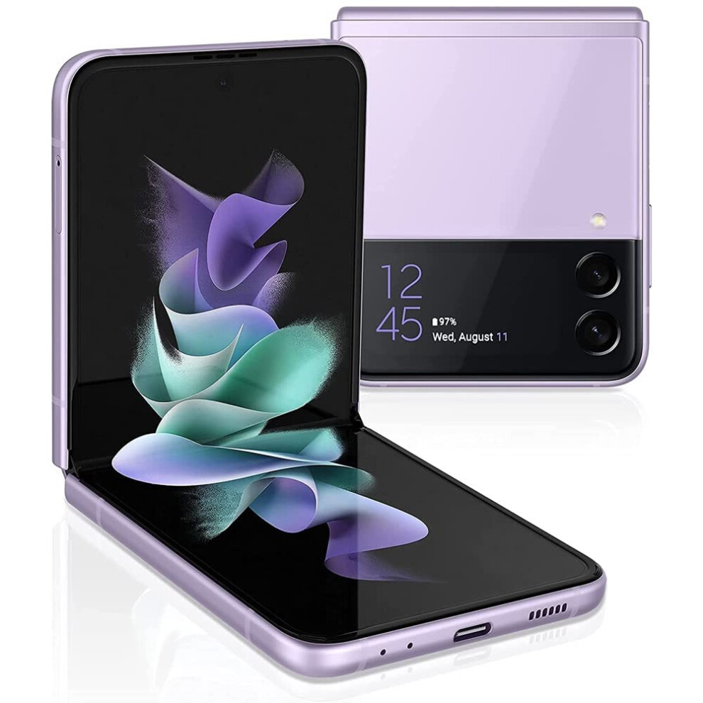Samsung Galaxy Z Flip3 5G 128GB  8GB 67 AMOLED  Snapdragon 888  5G VoLTE  Fully Unlocked  F711U  Lavender Renewed