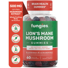 Fungies Lions Mane Mushroom Gummies Blueberry Strawberry 60 Servings Mushroom Gummies for Adults for Brain Fog Focus