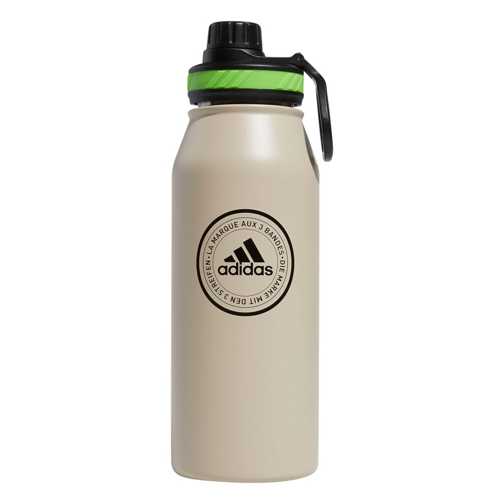 Adidas 1 Liter 32 Oz Metal Water Bottle HotCold DoubleWalled Insulated 188 Stainless Steel Wonder BeigeBlackLucid Lime