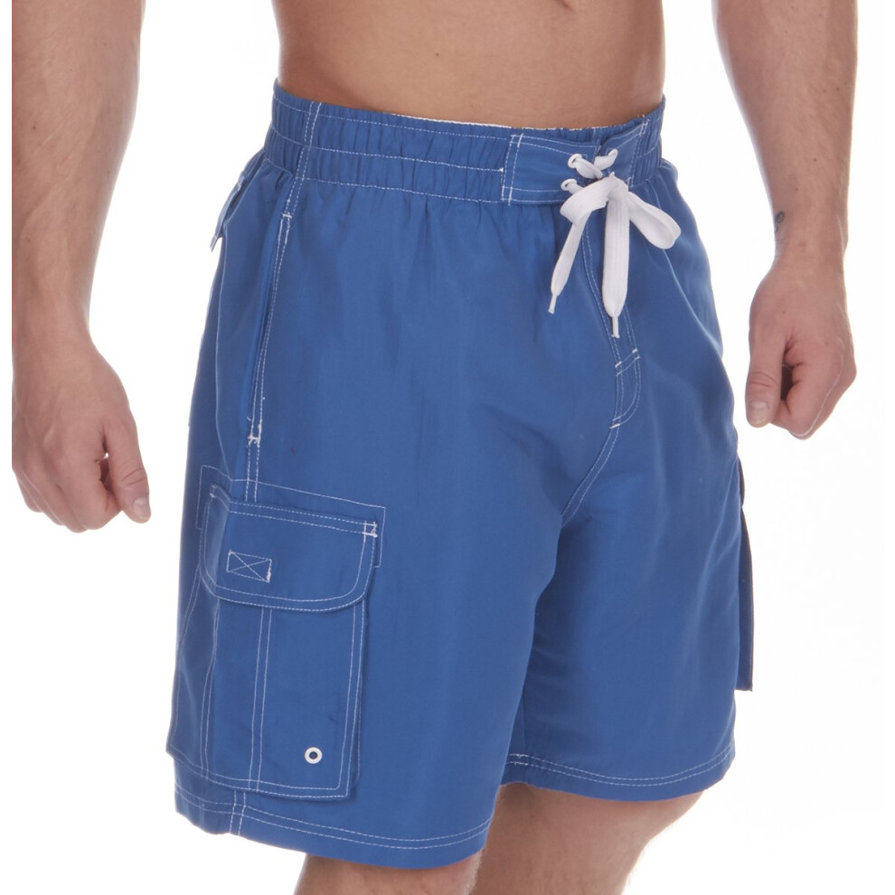 (Blue, L) Cargo Bay Mens Swimming Board Shorts Swim Trunks