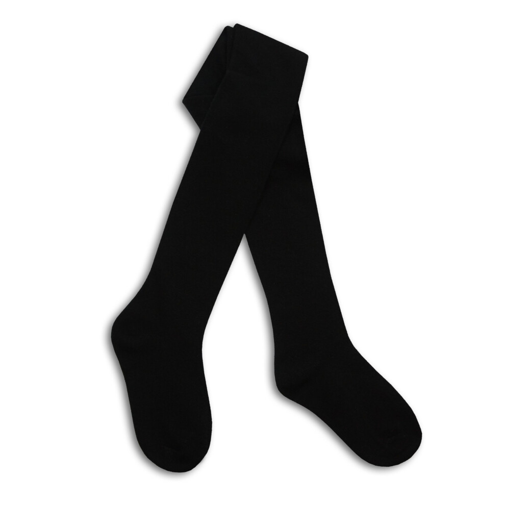 (Black, 12 - 18 Months) Baby Girls Tights 1 Or 3 Pairs Plain Warm Cotton Rich Newborn Kids 0 - 2 Years