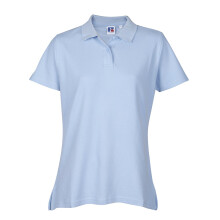 (Sky Blue, S) Russell Athletic Ladies Womens Polo Tshirt Top Shirt Plain Sports Casual Short Sleeve New Cotton