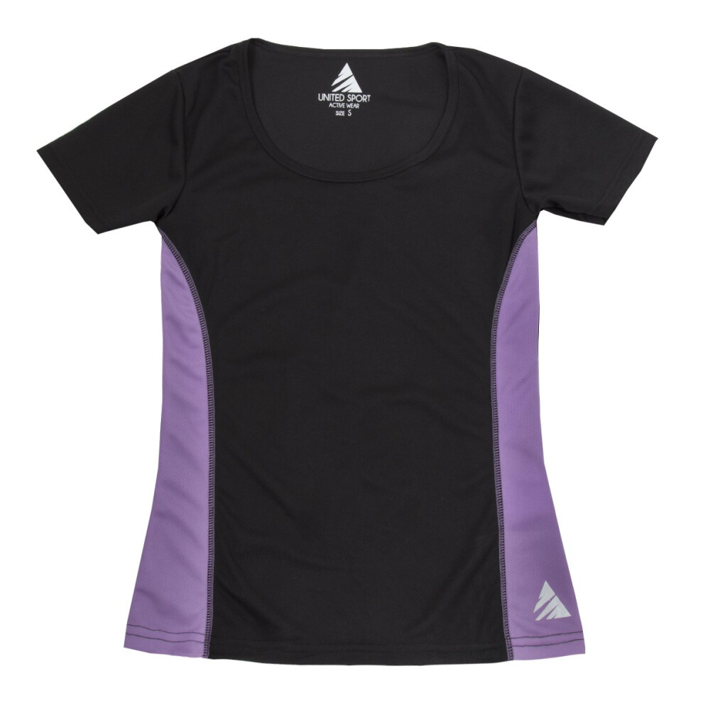 (Purple, S) United Sport Women'S Sports Top (Sizes S-2Xl) High Performance Quick Dry Base Layer - Short Sleeve T-Shirt Great For Yoga Running Gym