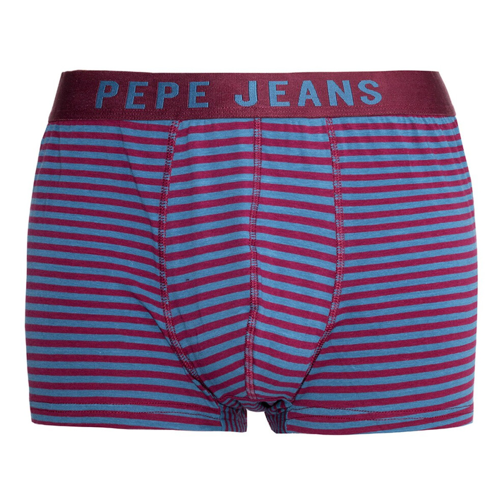 (Bordeaux Burgundy, L) Pepe Jeans Men'S Designer Casual Boxers Trunks Shorts 3 Pack Cotton New 'Irving'