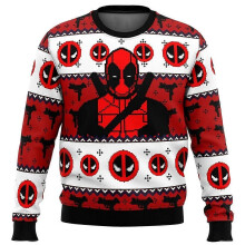(4XL, EL0913) Fall/Winter Track Tops Christmas Sweater Deadpool Jolly Red Guy O-Neck Jumper Santa Claus