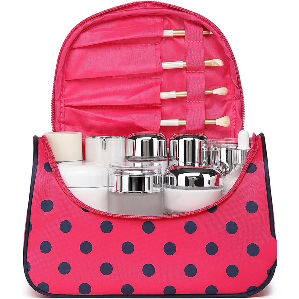 rose-red--makeup-bag-cute--polka-dots-toiletry-organizer-withe-make-up-brush-holders-for-women--lake-blue