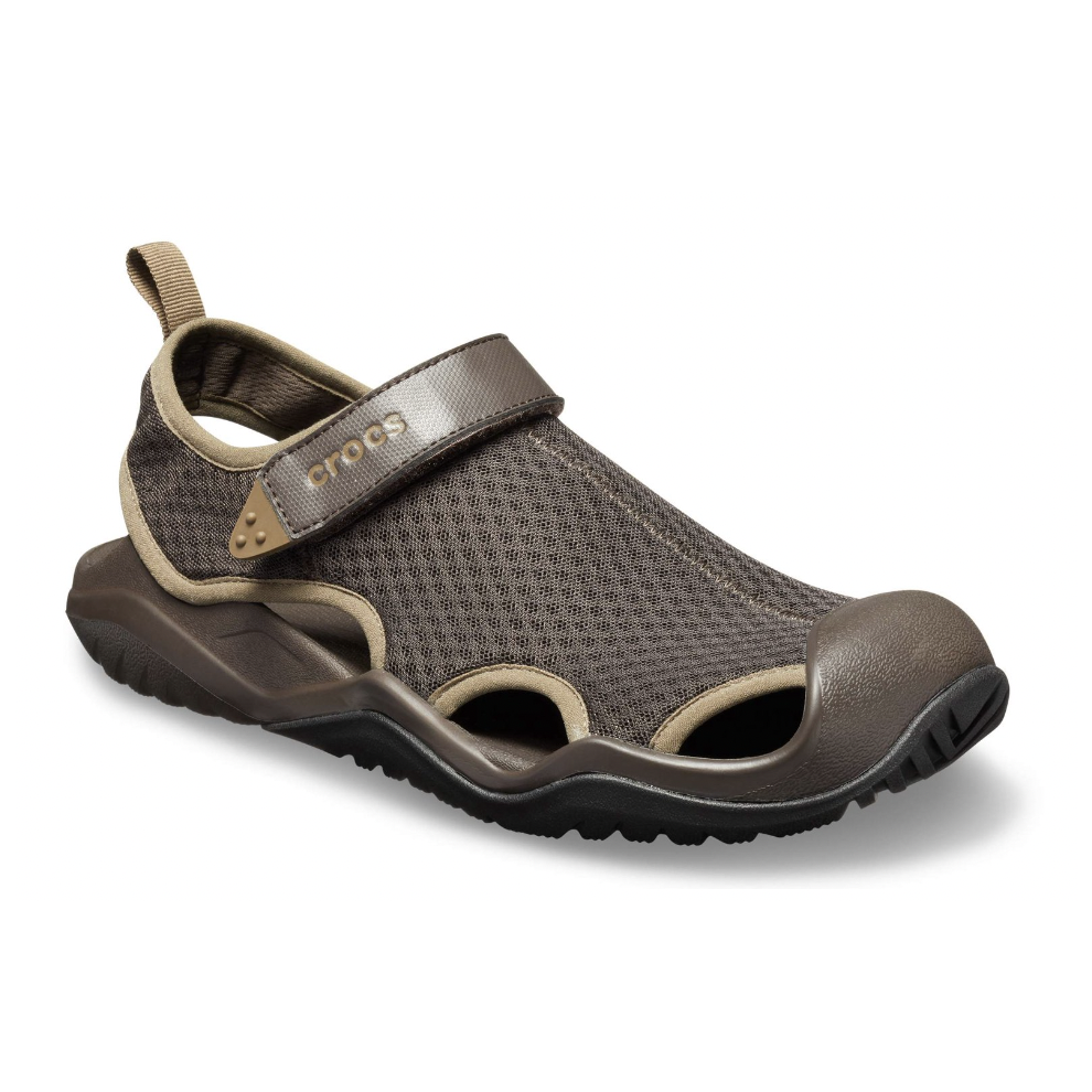 (US 13) Crocs Mens Swiftwater Mesh Deck Outdoor Athletic Lightweight Sandal - Espresso