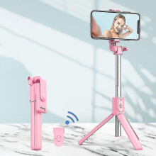 Foldable Wireless Selfie Stick With Adjustable Fill Light - Portable And Extendable