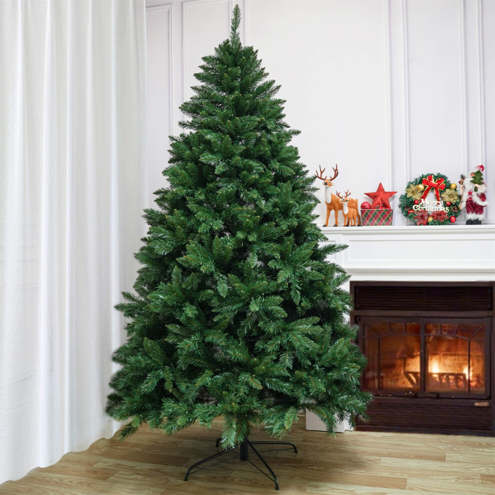 (6FT with Hinged Branches) Abrihome Artificial Christmas Tree, Green