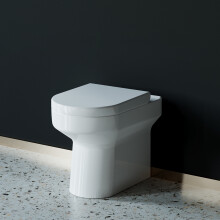 Bathroom White Round Back To Wall Toilet with Soft Close Seat BTW WC