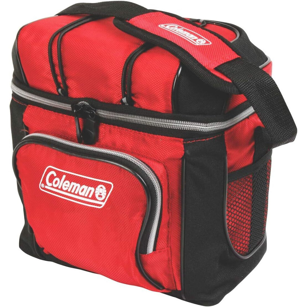 Coleman 9 Can Soft Cooler Insulated Outdoor Camping Picnic Bag - Red/Black