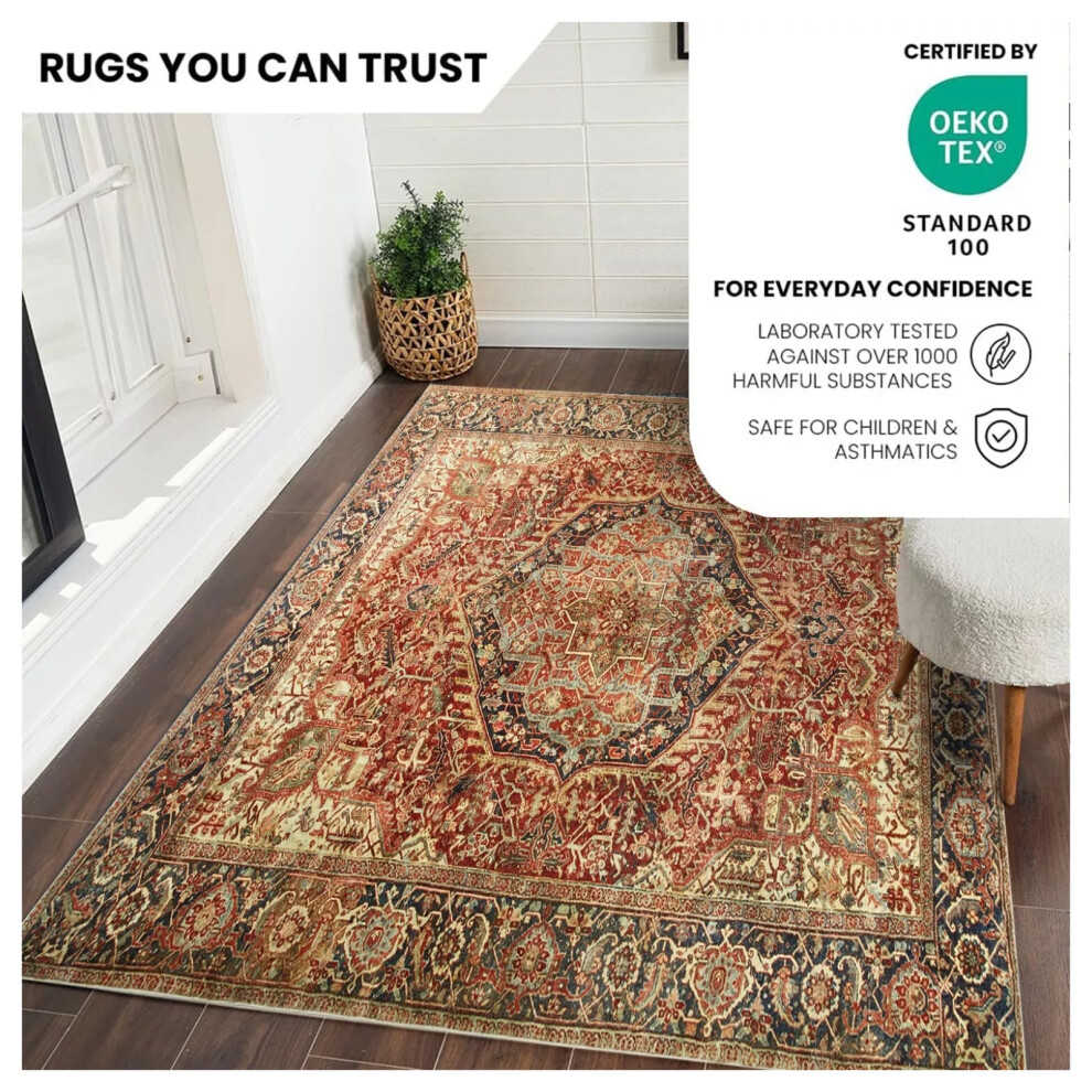 (160cm x 230cm (5ft 3" x 7ft 6")_ Large Rugs For Living Room Bedroom) Modern Large Rugs For Living Room Bedroom Red Rug