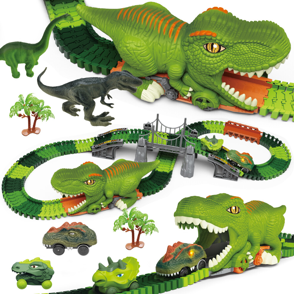 Deao Toys Dinosaur Track Toy Set Dinosaur Track Toys For Kids Dinosaur Toys 3 -6 Years Old Track Car Track Set Dinosaur World Dinosaur Tunnel Gift