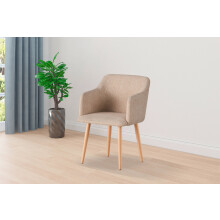 (BEIGE) MOF Classic Fabric Tub Chair Wing Back Armchair Sofa Vanity Bedroom Dressing Chair K5