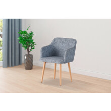 (GREY ) MOF Classic Fabric Tub Chair Wing Back Armchair Sofa Vanity Bedroom Dressing Chair K5