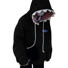 (L, Black) Cute Shark Hoodie Long Sleeve Cute Cartoon Animal Pullover Sweatshirt Tops