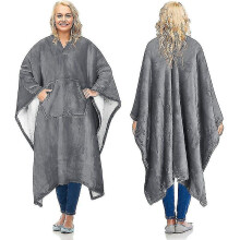 Dontodent Fleece Blanket Poncho Super Soft Warm Cozy Large Wearable Blanket for Adults Women Men Fluffy Plaid Indoor Or Outdoor 200 X 140cm Gray