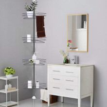 4 Tier Metal Bathroom Corner Shelf Telescopic Wall Rack Shower Organizer, Black