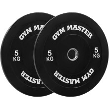 (2 x 5kg (10kg)) GYM MASTER Black Olympic Rubber Bumper Plates
