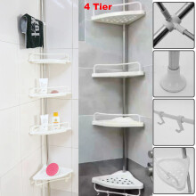4 Tier Adjustable Telescopic Bathroom Shower Corner Rack Shelf Caddy