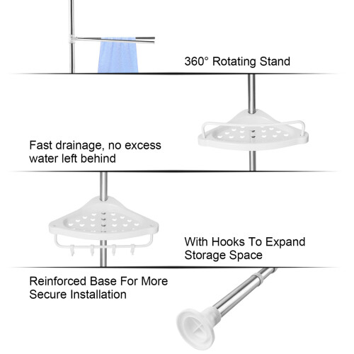 4 Tier Adjustable Telescopic Bathroom Shower Corner Rack Shelf Caddy 2