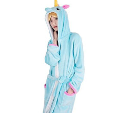 (M, blue pegasus nightgown) Cartoon Nightgown Flannel Giraffe Bathrobe Tiger Pajamas Kangaroo Home Clothes