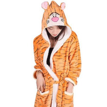 (M, tiger nightgown) Cartoon Nightgown Flannel Giraffe Bathrobe Tiger Pajamas Kangaroo Home Clothes
