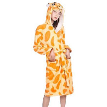 (M, Giraffe robe) Cartoon Nightgown Flannel Giraffe Bathrobe Tiger Pajamas Kangaroo Home Clothes
