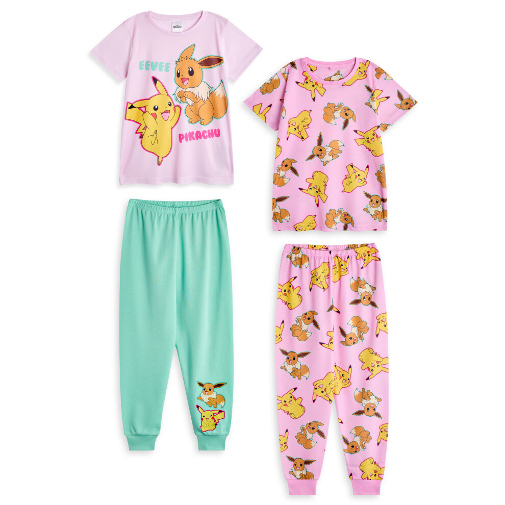 (4-5 Years) Pokemon Multi-Pack of 2 Short Sleeve Long Leg Pyjama Set (Girls Pink)