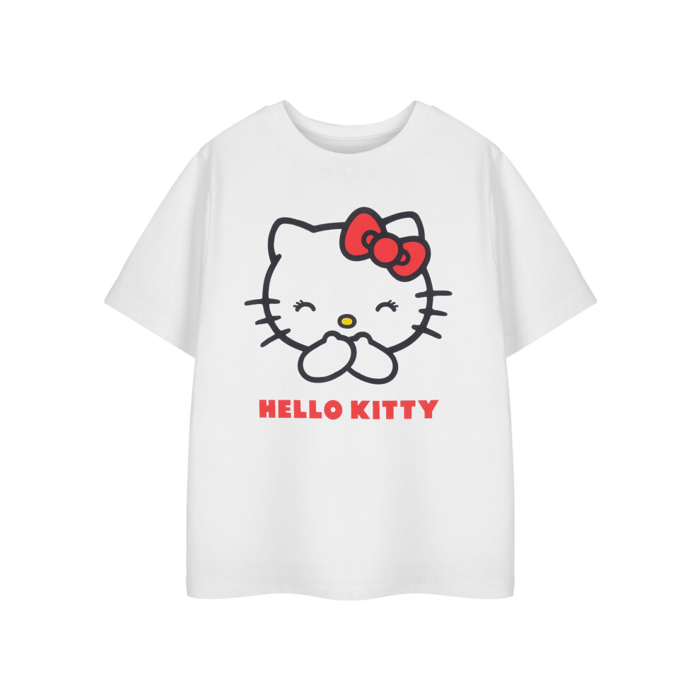 (7-8 Years) Hello Kitty Short Sleeved T-Shirt (Girls White)