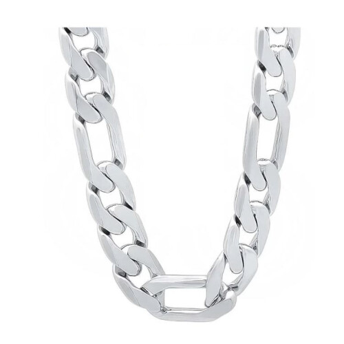 (50CM 20 inches) Solid 925 Sterling Silver Necklace For Men Classic 12mm Cuban Chain