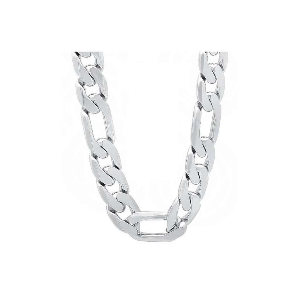(75CM 30 inches) Solid 925 Sterling Silver Necklace For Men Classic 12mm Cuban Chain