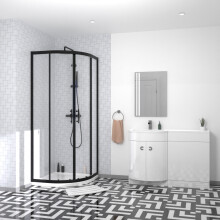 Nes Home Black Quadrant 800mm Shower Enclosure & LH Vanity Combination Unit