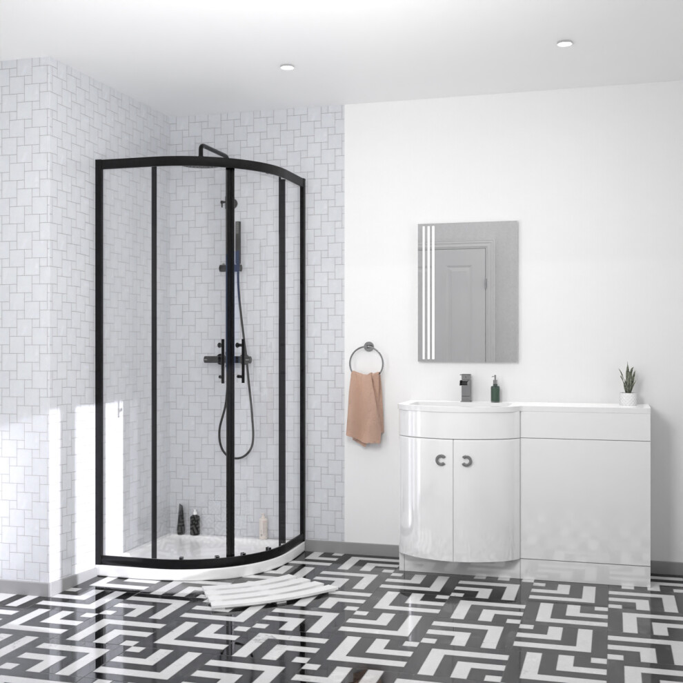 Nes Home Quadrant 800Mm Shower Enclosure & Lh Vanity Combination Unit Black