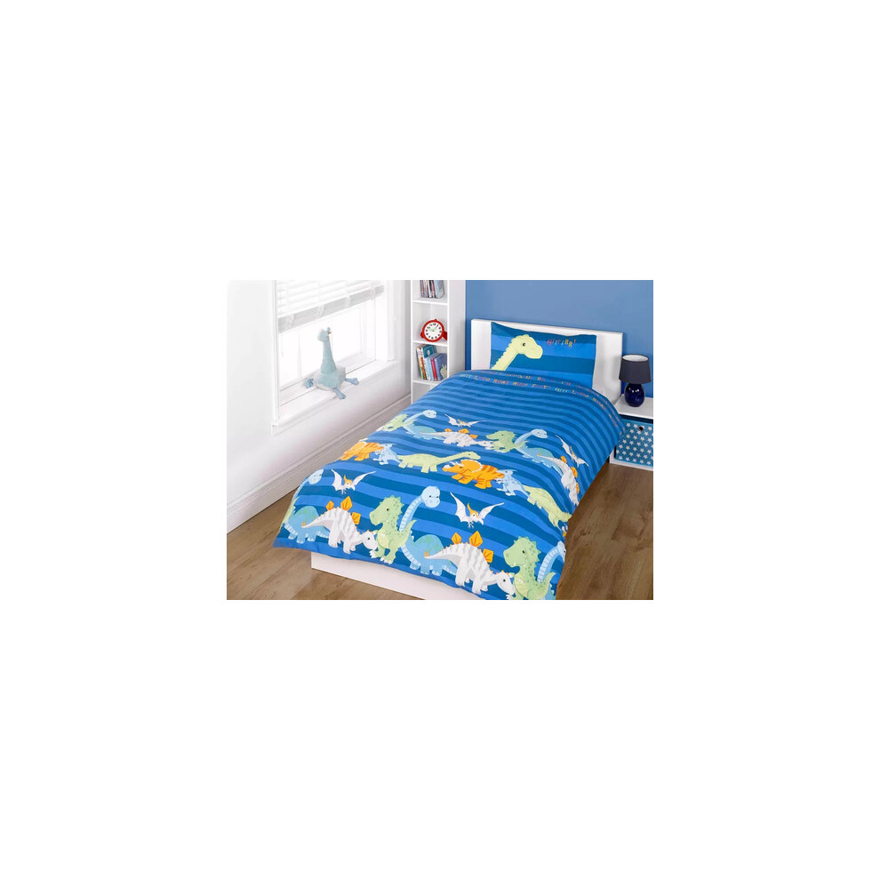 (Blue, Toddler) Dinosaur Kids Bedding Duvet Quilt Cover Set