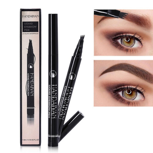 (1) Handaiyan Eyebrow Pen 4 Points Fork Tip Liquid Brow Pencil Long Lasting Beauty 2