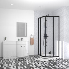 Nes Home Black Quadrant 800mm Shower Enclosure & RH Vanity Combination Unit