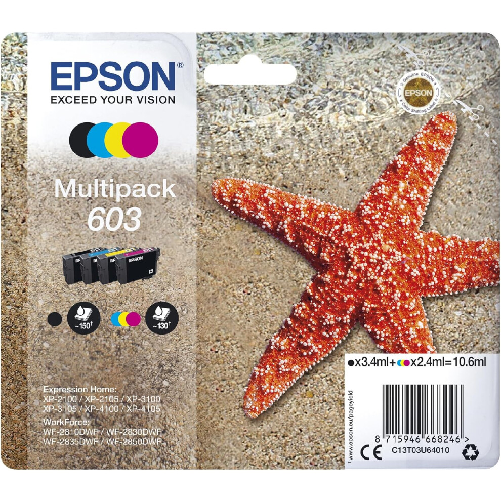 Epson 603 Starfish Genuine , 4-Colours Multipack Ink Cartridges