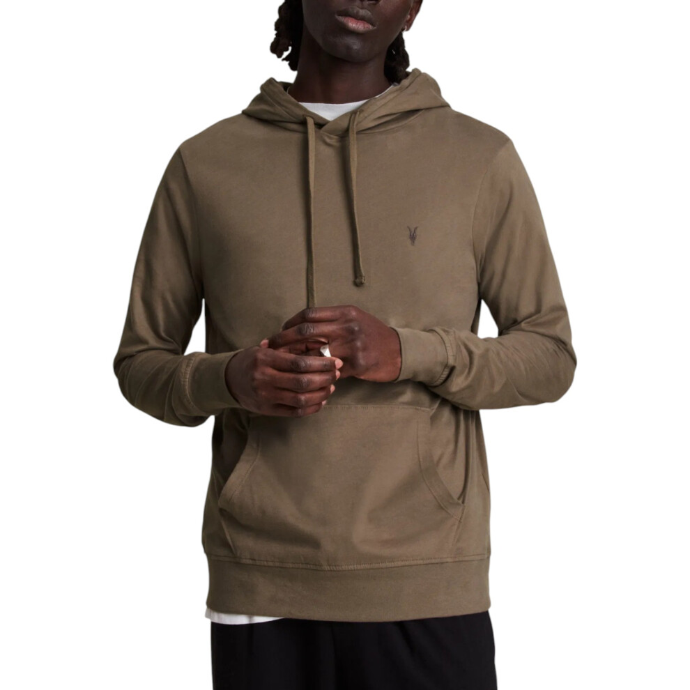 New All Saints Men's (, L) Raven Oth Hoodies Pullover Jumper Brown