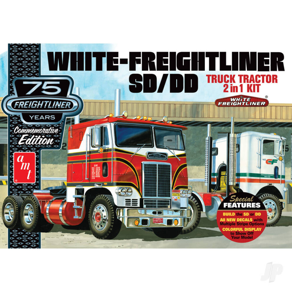 Zdjęcia - Model do sklejania (modelarstwo) AMT Zestaw modeli do składania 2 w 1 SC/DD Cabover White Freightliner SC/DD w skali 1:25 (75. rocznica)