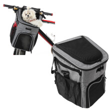 Cesta de Bicicleta para Cães Porta-Bicicletas À Prova D'Água para Animais de Estimação Mochila Frontal Removível com Bolsos Laterais Bols